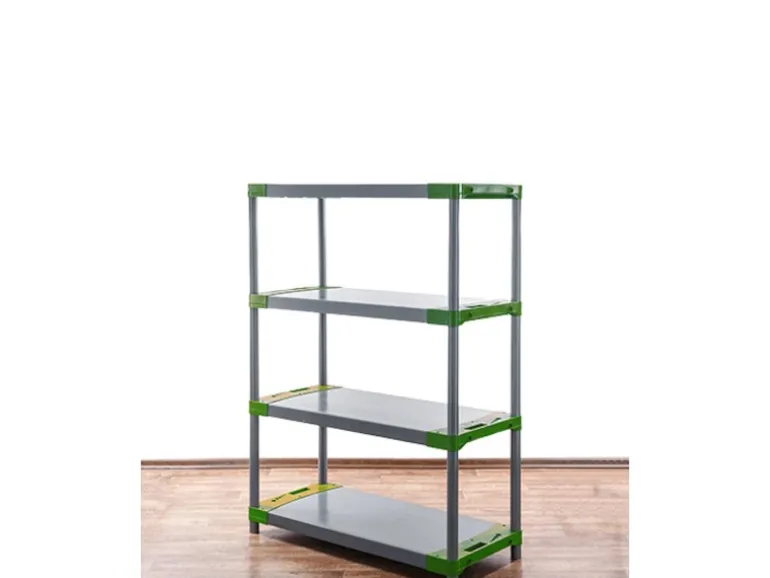 PROREGAL Kunststoffregal Grey Bear Low HxBxT 138 x 90 x 46 cm Fachlast 120 kg Grau/Grün