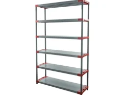 PROREGAL Kunststoffregal Big Grey Bear Extra-Tall HxBxT 220 x 140 x 46 cm Fachlast 120 kg Grau/Rot