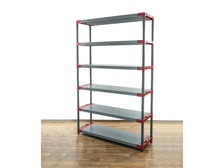 PROREGAL Kunststoffregal Big Grey Bear Extra-Tall HxBxT 220 x 140 x 46 cm Fachlast 120 kg Grau/Rot