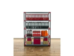 PROREGAL Kunststoffregal Big Grey Bear Tall HxBxT 180 x 150 x 46 cm Fachlast 120 kg Grau/Rot