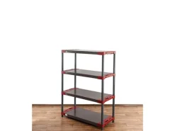 PROREGAL Kunststoffregal Grey Bear Low HxBxT 138 x 120 x 46 cm Fachlast 120 kg Grau/Rot