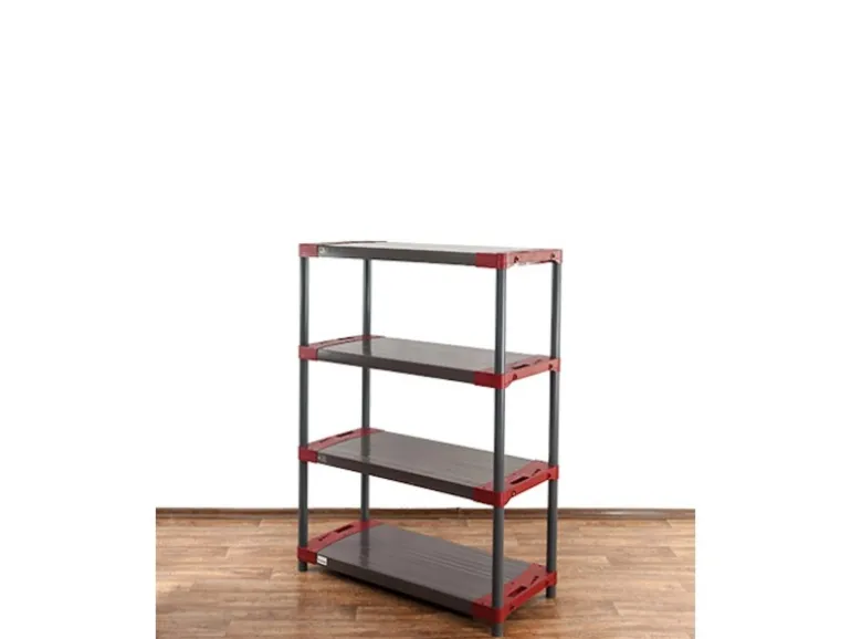 PROREGAL Kunststoffregal Grey Bear Low HxBxT 138 x 120 x 46 cm Fachlast 120 kg Grau/Rot
