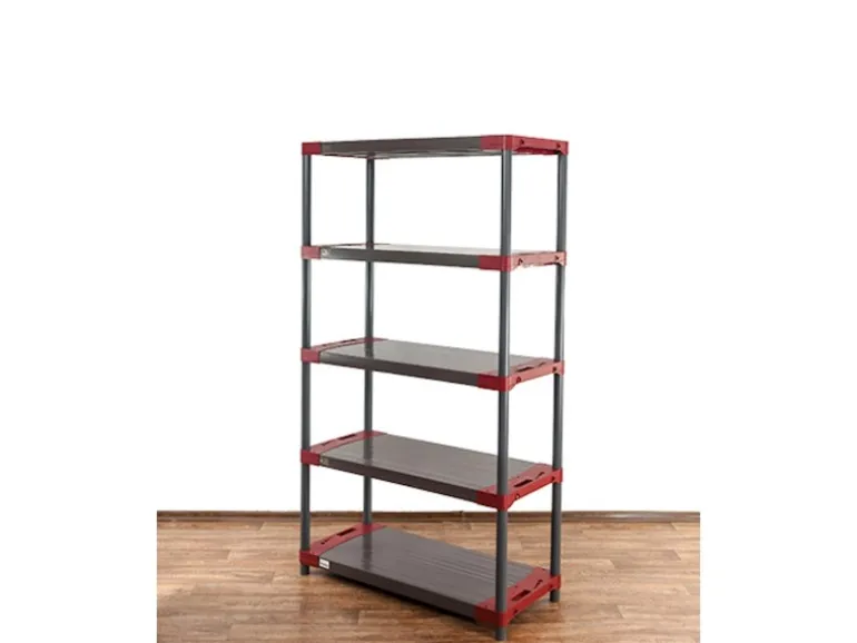 PROREGAL Kunststoffregal Grey Bear Tall HxBxT 180 x 110 x 46 cm Fachlast 120 kg Grau/Rot