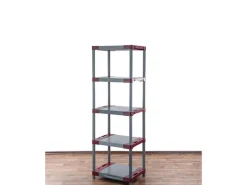 PROREGAL Kunststoffregal Grey Bear Tall HxBxT 180 x 70 x 46 cm Fachlast 120 kg Grau/Rot