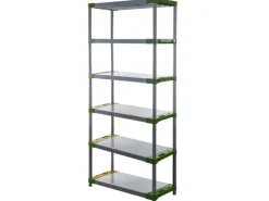 PROREGAL Kunststoffregal Grey Bear Extra-Tall HxBxT 220 x 100 x 46 cm Fachlast 120 kg Grau/Grün