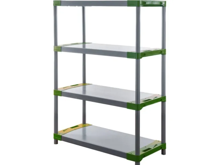PROREGAL Kunststoffregal Big Grey Bear Low HxBxT 138 x 120 x 46 cm Fachlast 160 kg Grau/Grün