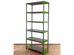 PROREGAL Kunststoffregal Grey Bear Extra-Tall HxBxT 220 x 110 x 46 cm Fachlast 120 kg Grau/Grün