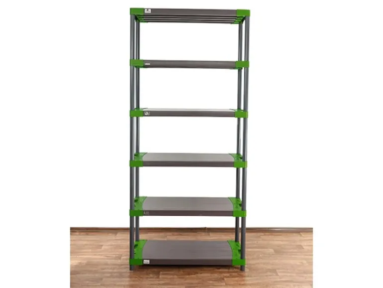 PROREGAL Kunststoffregal Grey Bear Extra-Tall HxBxT 220 x 110 x 46 cm Fachlast 120 kg Grau/Grün