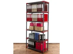 PROREGAL Kunststoffregal Big Grey Bear Extra-Tall HxBxT 220 x 80 x 46 cm Fachlast 160 kg Grau/Rot