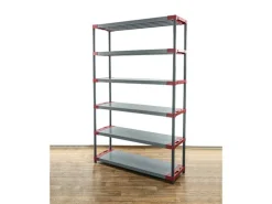 PROREGAL Kunststoffregal Grey Bear Extra-Tall HxBxT 220 x 140 x 46 cm Fachlast 70 kg Grau/Rot