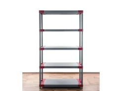PROREGAL Kunststoffregal Grey Bear Tall HxBxT 180 x 80 x 46 cm Fachlast 120 kg Grau/Rot