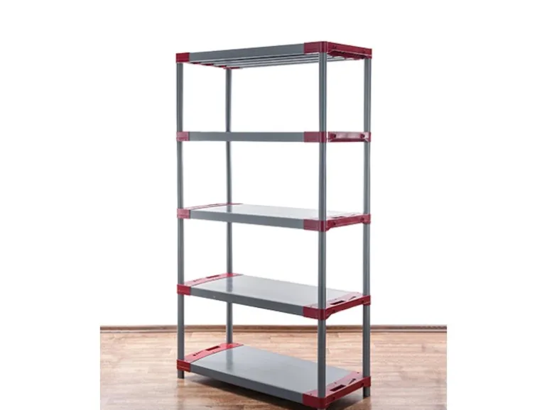 PROREGAL Kunststoffregal Grey Bear Tall HxBxT 180 x 80 x 46 cm Fachlast 120 kg Grau/Rot