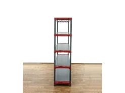 PROREGAL Kunststoffregal Grey Bear Tall HxBxT 180 x 140 x 46 cm Fachlast 70 kg Grau/Rot