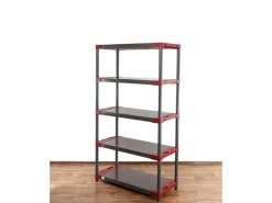 PROREGAL Kunststoffregal Grey Bear Tall HxBxT 180 x 120 x 46 cm Fachlast 120 kg Grau/Rot