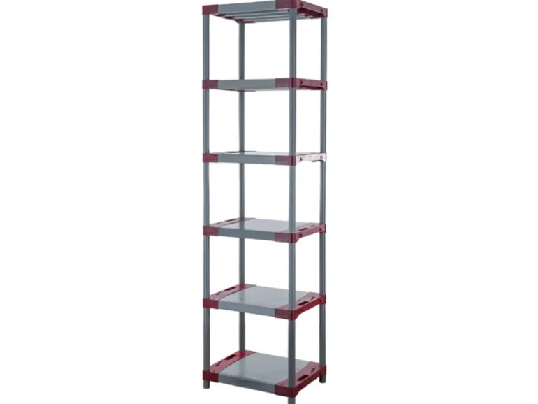 PROREGAL Kunststoffregal Grey Bear Extra-Tall HxBxT 220 x 70 x 46 cm Fachlast 120 kg Grau/Rot