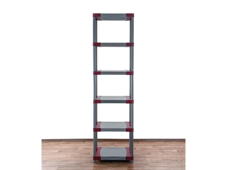 PROREGAL Kunststoffregal Grey Bear Extra-Tall HxBxT 220 x 70 x 46 cm Fachlast 120 kg Grau/Rot