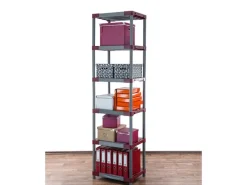 PROREGAL Kunststoffregal Grey Bear Extra-Tall HxBxT 220 x 70 x 46 cm Fachlast 120 kg Grau/Rot