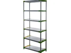 PROREGAL Kunststoffregal Grey Bear Extra-Tall HxBxT 220 x 120 x 46 cm Fachlast 120 kg Grau/Grün