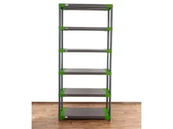 PROREGAL Kunststoffregal Grey Bear Extra-Tall HxBxT 220 x 120 x 46 cm Fachlast 120 kg Grau/Grün