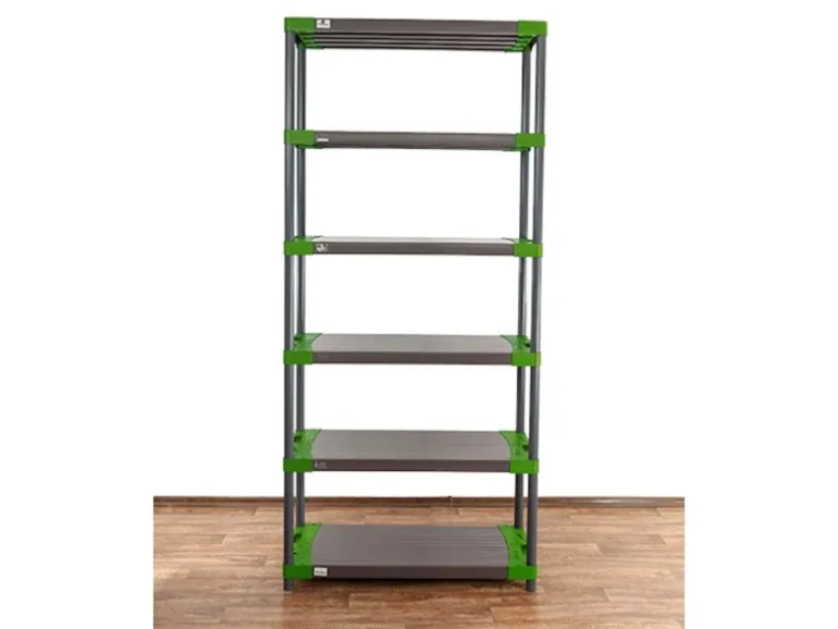 PROREGAL Kunststoffregal Grey Bear Extra-Tall HxBxT 220 x 120 x 46 cm Fachlast 120 kg Grau/Grün