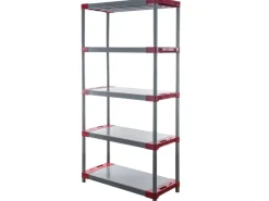 PROREGAL Kunststoffregal Big Grey Bear Tall HxBxT 180 x 90 x 46 cm Fachlast 160 kg Grau/Rot