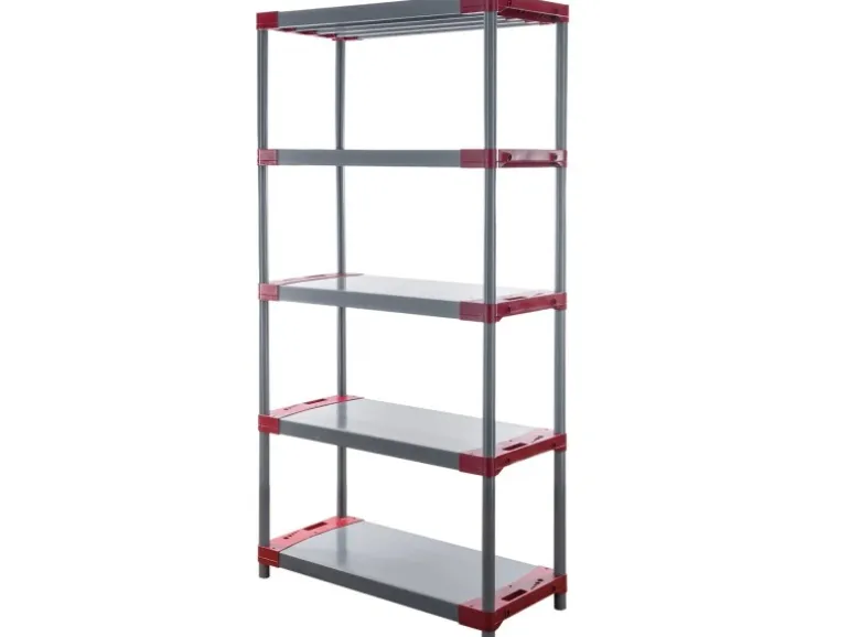 PROREGAL Kunststoffregal Big Grey Bear Tall HxBxT 180 x 90 x 46 cm Fachlast 160 kg Grau/Rot