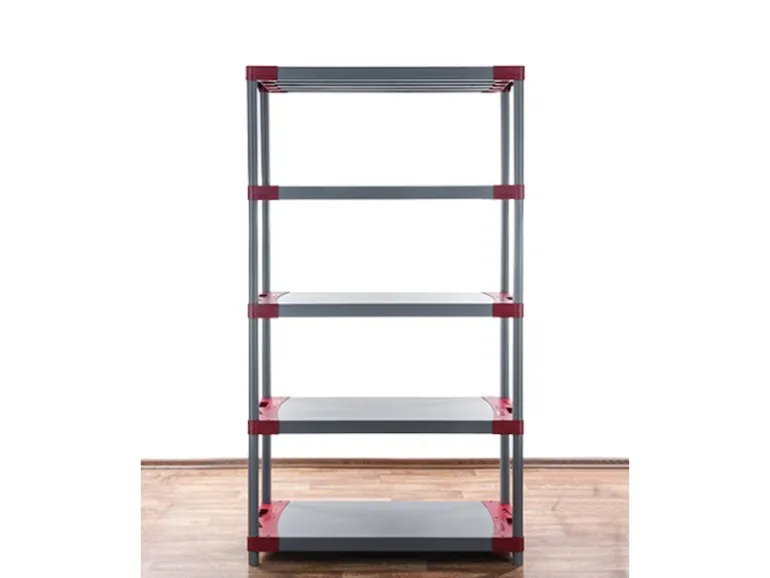 PROREGAL Kunststoffregal Big Grey Bear Tall HxBxT 180 x 90 x 46 cm Fachlast 160 kg Grau/Rot