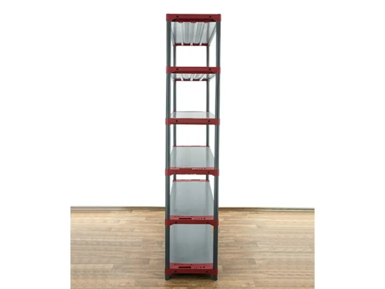 PROREGAL Kunststoffregal Big Grey Bear Extra-Tall HxBxT 220 x 130 x 46 cm Fachlast 120 kg Grau/Rot