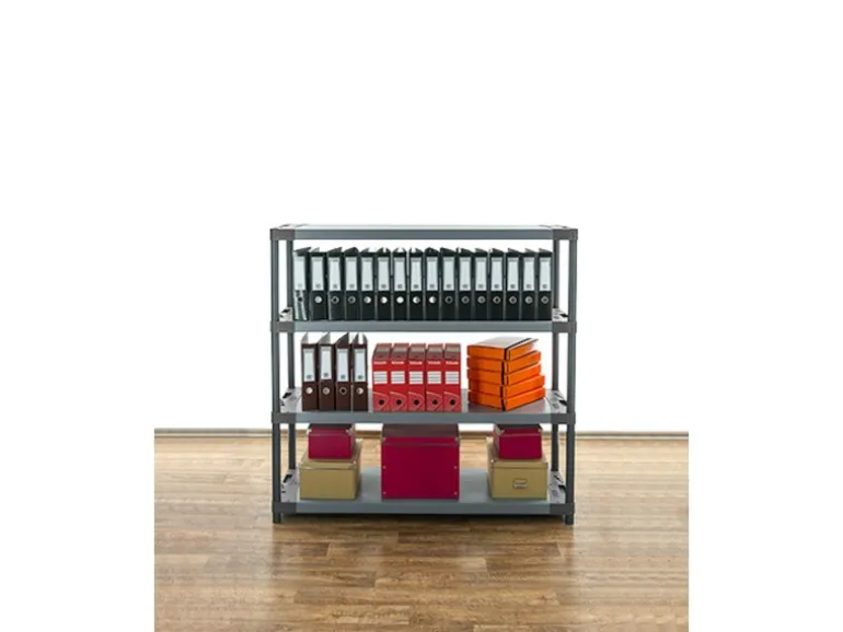 PROREGAL Kunststoffregal Big Grey Bear Low HxBxT 138 x 150 x 46 cm Fachlast 120 kg Grau