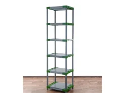 PROREGAL Kunststoffregal Big Grey Bear Extra-Tall HxBxT 220 x 60 x 46 cm Fachlast 160 kg Grau/Grün