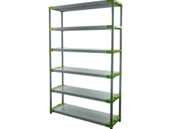 PROREGAL Kunststoffregal Grey Bear Extra-Tall HxBxT 220 x 130 x 46 cm Fachlast 70 kg Grau/Grün