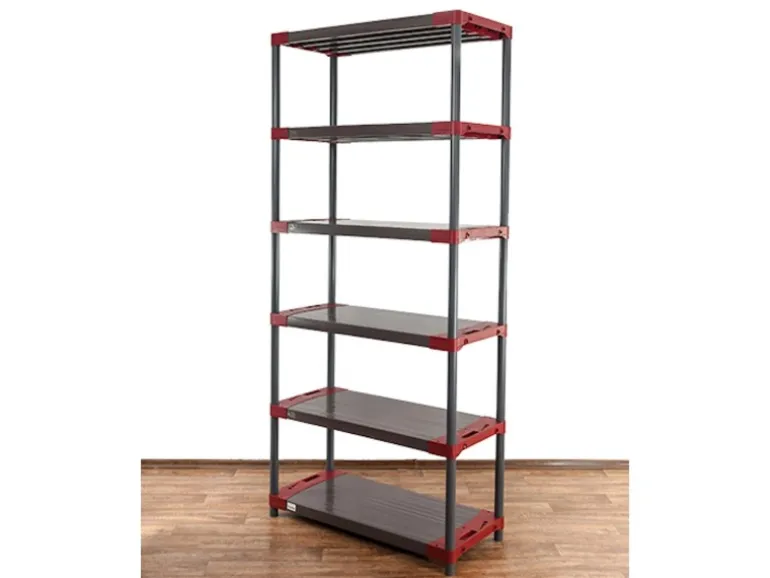 PROREGAL Kunststoffregal Grey Bear Extra-Tall HxBxT 220 x 100 x 46 cm Fachlast 120 kg Grau/Rot