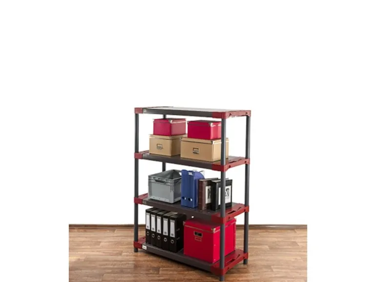 PROREGAL Kunststoffregal Big Grey Bear Low HxBxT 138 x 100 x 46 cm Fachlast 160 kg Grau/Rot