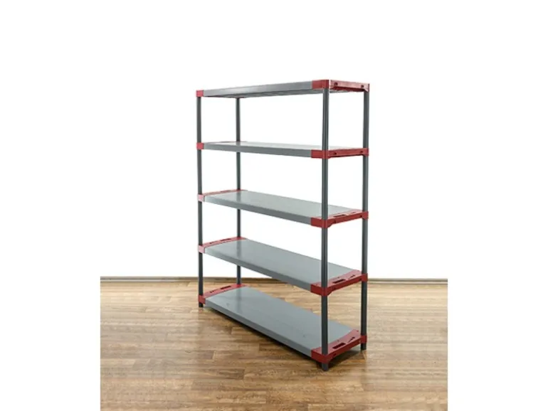PROREGAL Kunststoffregal Grey Bear Tall HxBxT 180 x 130 x 46 cm Fachlast 70 kg Grau/Rot