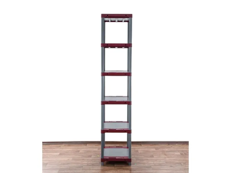 PROREGAL Kunststoffregal Grey Bear Extra-Tall HxBxT 220 x 60 x 46 cm Fachlast 120 kg Grau/Rot