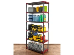 PROREGAL Kunststoffregal Big Grey Bear Extra-Tall HxBxT 220 x 120 x 46 cm Fachlast 160 kg Grau/Rot