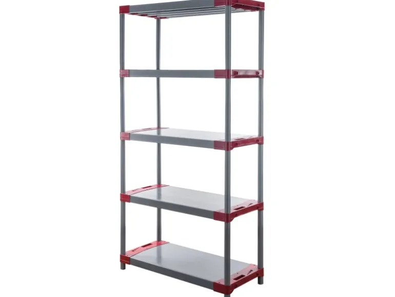 PROREGAL Kunststoffregal Big Grey Bear Tall HxBxT 180 x 80 x 46 cm Fachlast 160 kg Grau/Rot