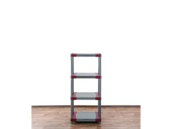 PROREGAL Kunststoffregal Grey Bear Low HxBxT 138 x 70 x 46 cm Fachlast 120 kg Grau/Rot