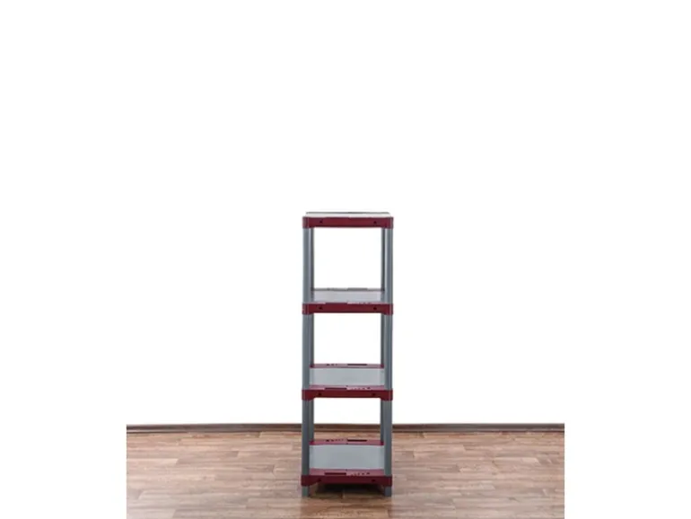 PROREGAL Kunststoffregal Grey Bear Low HxBxT 138 x 70 x 46 cm Fachlast 120 kg Grau/Rot