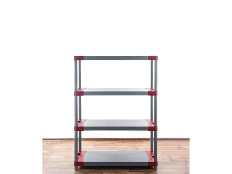 PROREGAL Kunststoffregal Grey Bear Low HxBxT 138 x 90 x 46 cm Fachlast 120 kg Grau/Rot