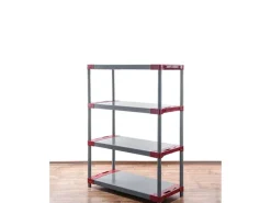 PROREGAL Kunststoffregal Grey Bear Low HxBxT 138 x 90 x 46 cm Fachlast 120 kg Grau/Rot