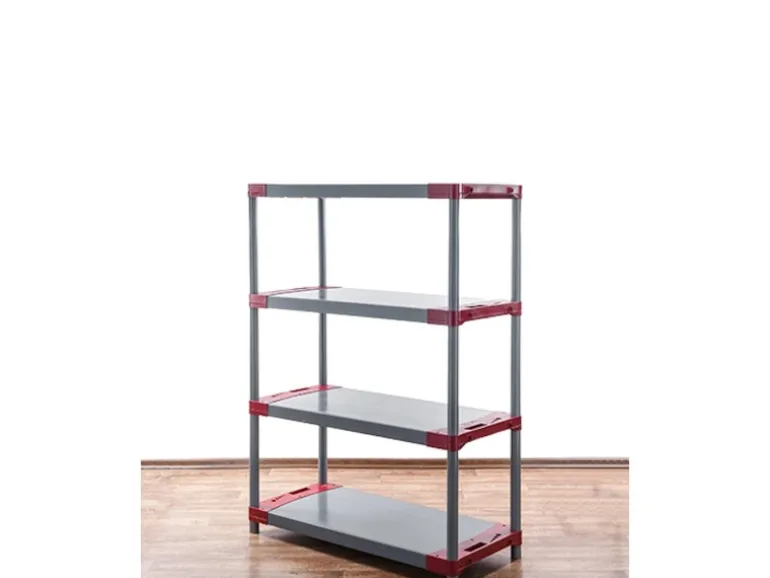 PROREGAL Kunststoffregal Grey Bear Low HxBxT 138 x 90 x 46 cm Fachlast 120 kg Grau/Rot
