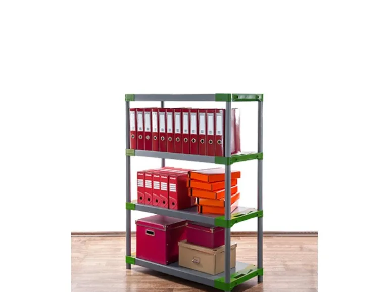 PROREGAL Kunststoffregal Grey Bear Low HxBxT 138 x 80 x 46 cm Fachlast 120 kg Grau/Grün