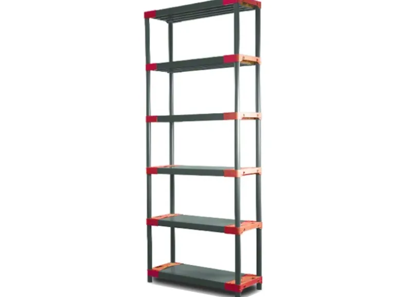PROREGAL Kunststoffregal Big Grey Bear Extra-Tall HxBxT 220 x 90 x 46 cm Fachlast 160 kg Grau/Rot