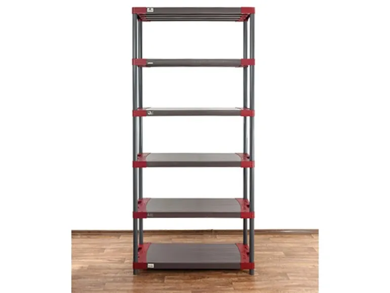 PROREGAL Kunststoffregal Big Grey Bear Extra-Tall HxBxT 220 x 90 x 46 cm Fachlast 160 kg Grau/Rot