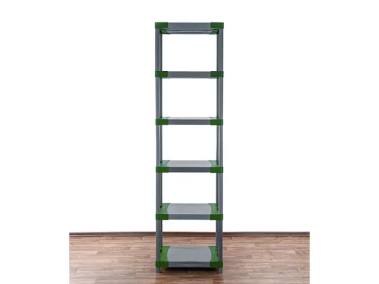 PROREGAL Kunststoffregal Grey Bear Extra-Tall HxBxT 220 x 60 x 46 cm Fachlast 120 kg Grau/Grün