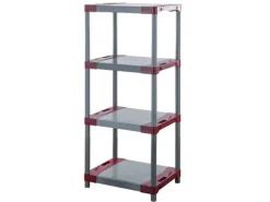 PROREGAL Kunststoffregal Big Grey Bear Low HxBxT 138 x 70 x 46 cm Fachlast 160 kg Grau/Rot
