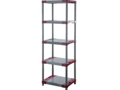 PROREGAL Kunststoffregal Big Grey Bear Tall HxBxT 180 x 70 x 46 cm Fachlast 160 kg Grau/Rot