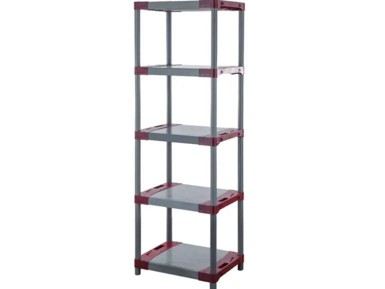 PROREGAL Kunststoffregal Big Grey Bear Tall HxBxT 180 x 70 x 46 cm Fachlast 160 kg Grau/Rot