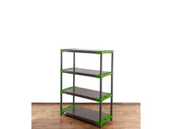 PROREGAL Kunststoffregal Grey Bear Low HxBxT 138 x 100 x 46 cm Fachlast 120 kg Grau/Grün